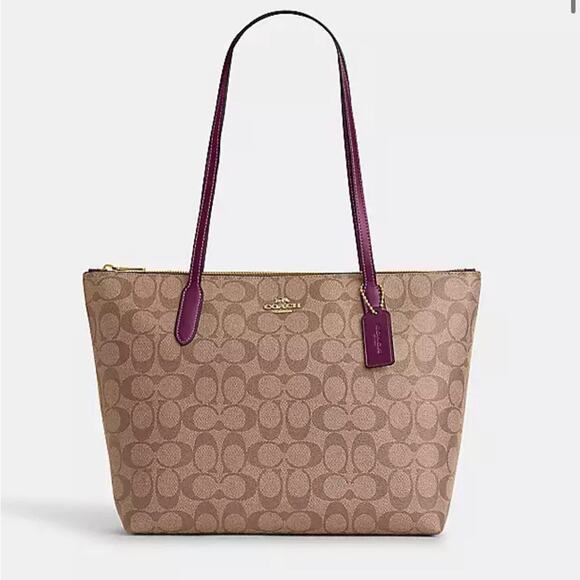 NWT - COACH - Zip Top Tote In Signature Canvas - Picture 1 of 5